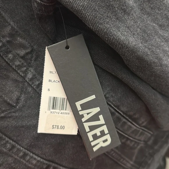 Lazer Black Denim Jean Vintage Wash Jacket - Picture 3 of 7